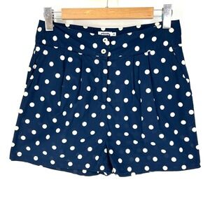 Johnnie B Boden Vtg Polka Dot Pleated Shorts Womens Size 30 Navy White Cotton